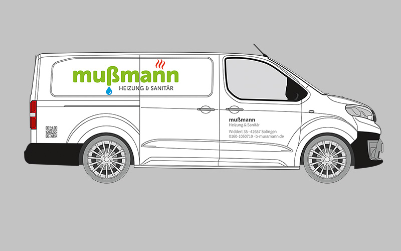 Fahrzeugbeschriftung für Mußmann Heizung & Sanitär