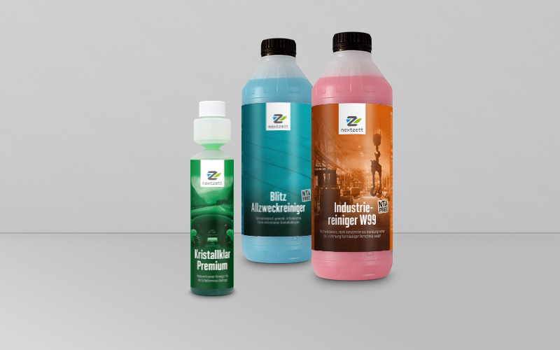 Etikett-Design 250 ml & 1 l Flaschen für nextzett
